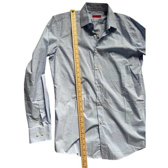 HUGO Boss Men’s Dress Shirt Blue Long Sleeve Size 16 | 41 Slim Fit - Picture 3 of 5